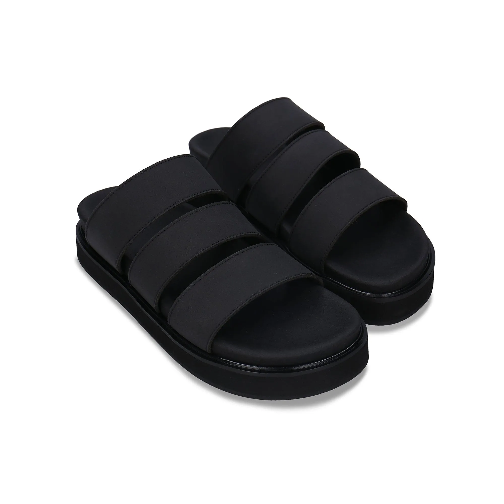 Tongas Sandales Plateforme Unisexe en Microfibre Végane | Noir