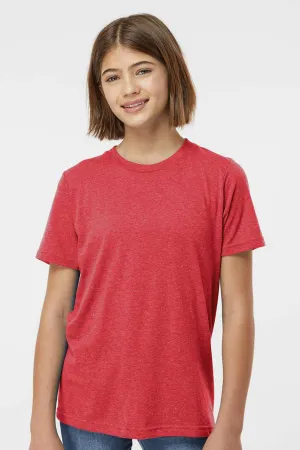 Tultex T-shirt à manches courtes et col rond pour jeunes en poly-riche - Rouge chiné