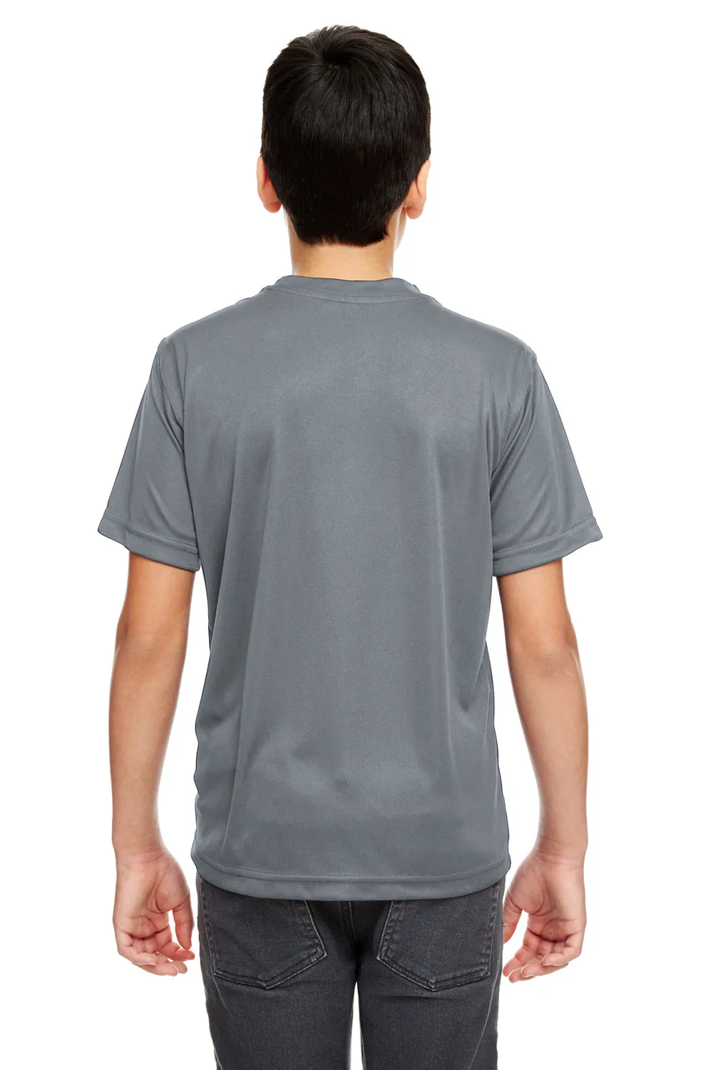 UltraClub T-shirt à manches courtes et col rond pour jeunes - Performance fraîcheur et séchage rapide - Gris anthracite