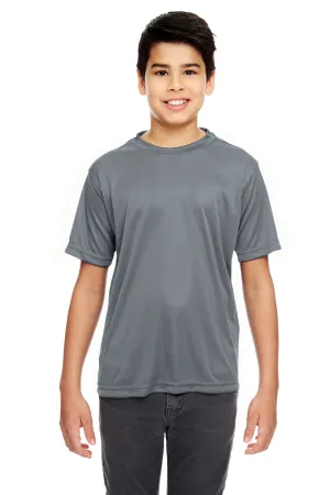 UltraClub T-shirt à manches courtes et col rond pour jeunes - Performance fraîcheur et séchage rapide - Gris anthracite