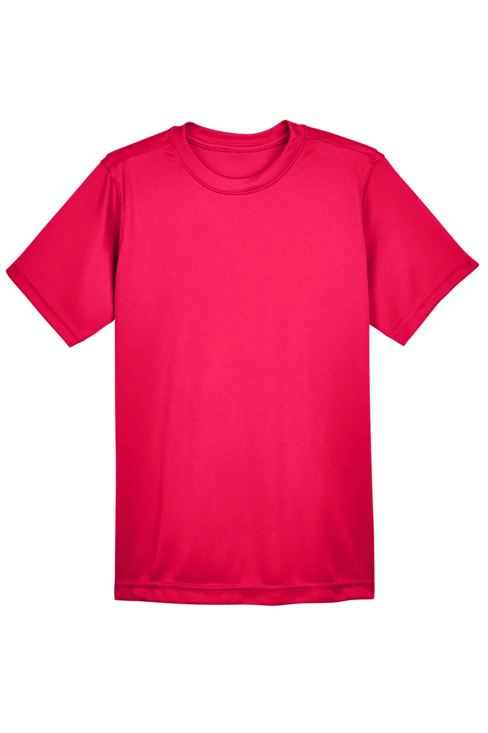 UltraClub T-shirt pour jeunes à manches courtes et col rond, performance fraîcheur et séchage rapide - Rouge