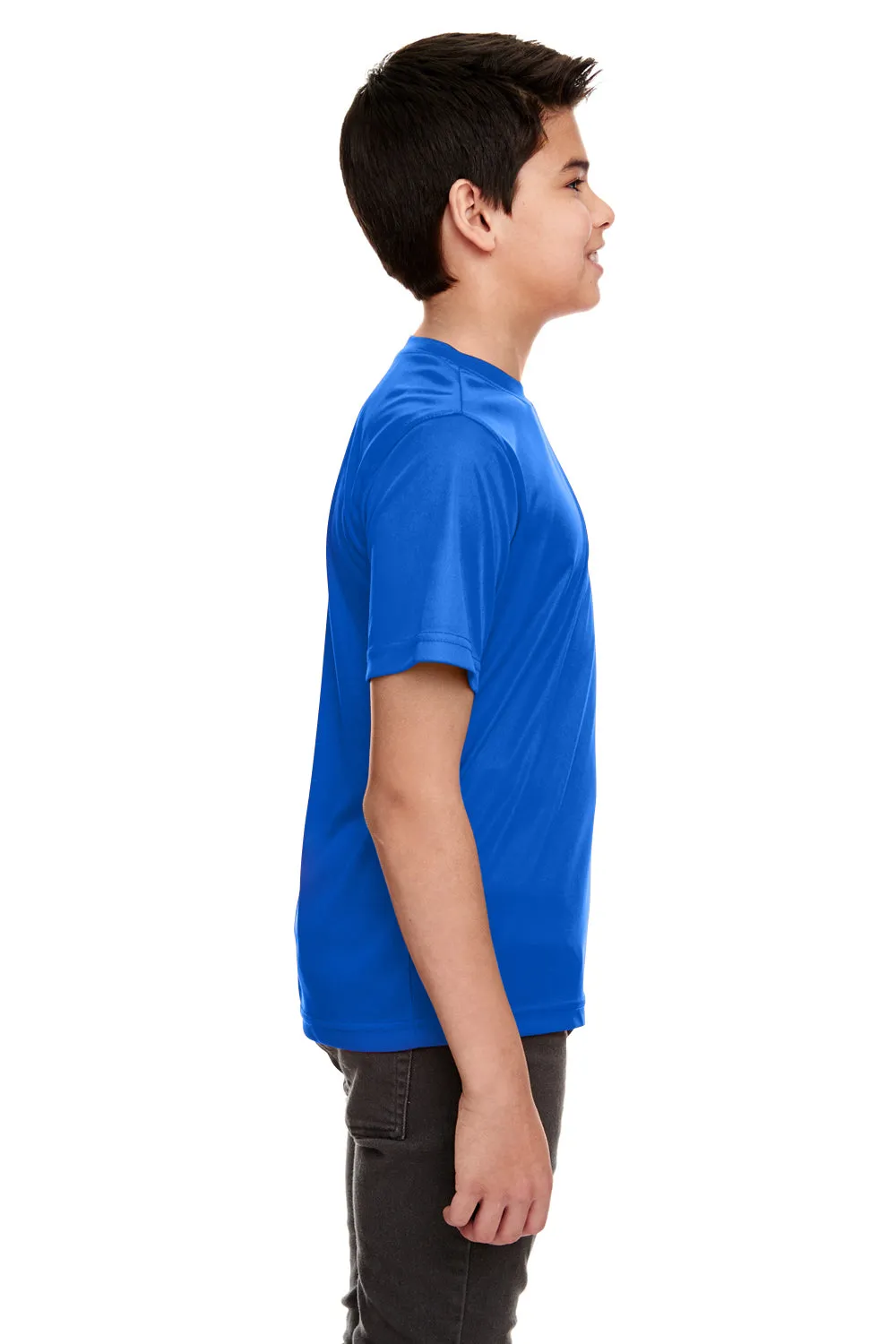 UltraClub T-shirt à manches courtes et col rond pour jeunes - Performance fraîcheur et séchage rapide - Bleu royal