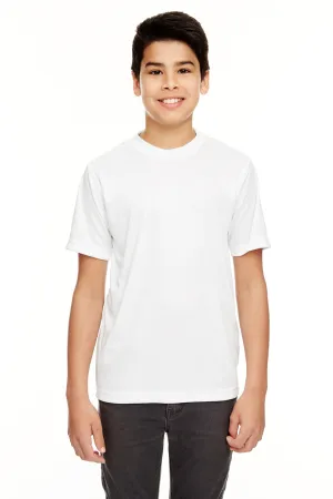 UltraClub Jeunesse T-Shirt à Manches Courtes Col Rond Performance Fraîcheur et Séchage Rapide - Blanc