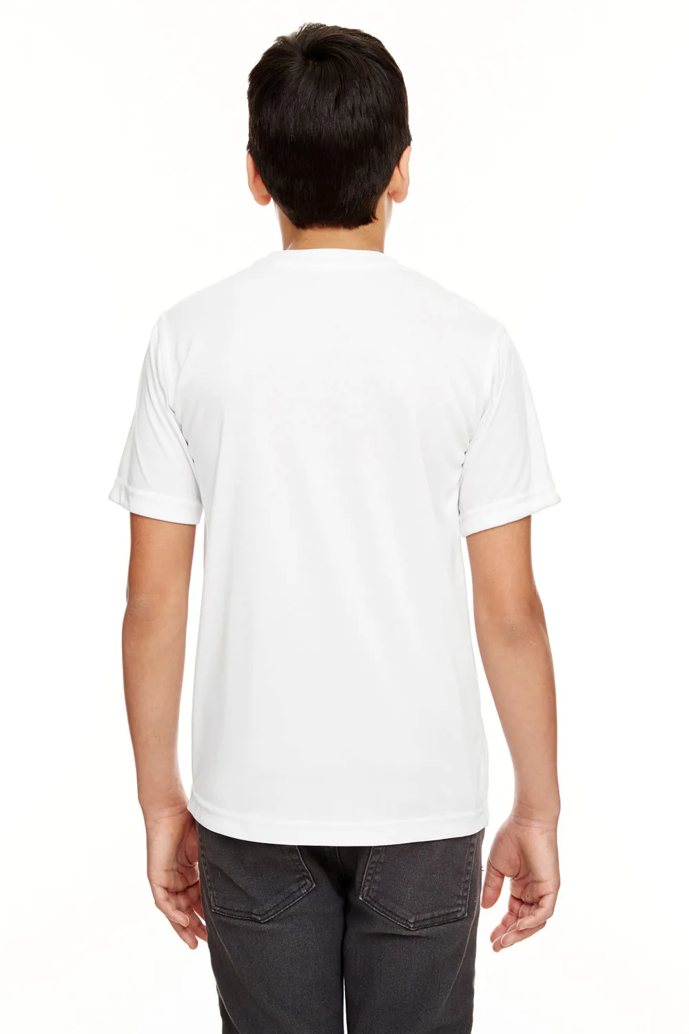 UltraClub Jeunesse T-Shirt à Manches Courtes Col Rond Performance Fraîcheur et Séchage Rapide - Blanc